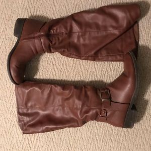 Brown Wide Calf Knee High Boots
